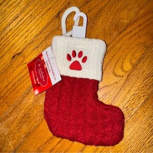 Small  Red and White Knit Pet Christmas Stocking NWT
